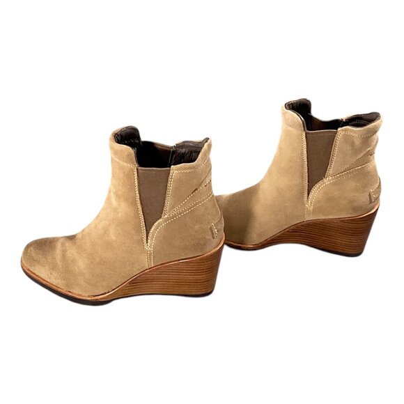 Sorel Boots Womens 7.5 Tan Nubuck Wedge Chelsea Ankle Booties After Hours Chic - Picture 14 of 15